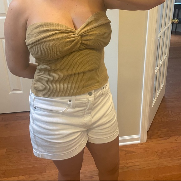 EUC- Commense Sweetheart Twist Ribbed Crop Tube Top Sz L - Picture 1 of 11